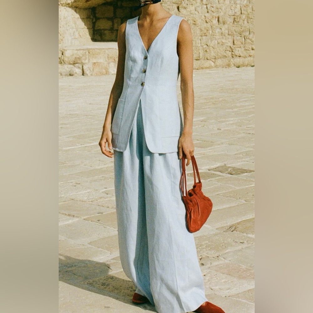 Posse Lorenzo Vest and Parker Trousers Set, M, Silver Blue - Picture 4 of 11